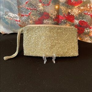 Elegant SILVER Beaded Clutch